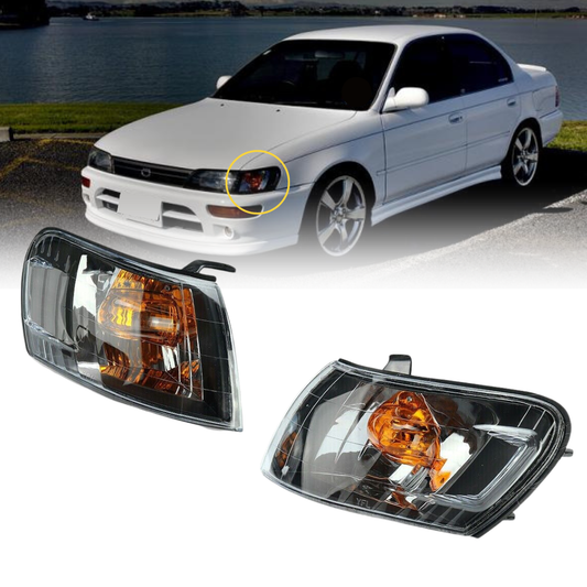 Toyota Corolla 1993-1997   Black Housing Clear Lens Corner Lamps 