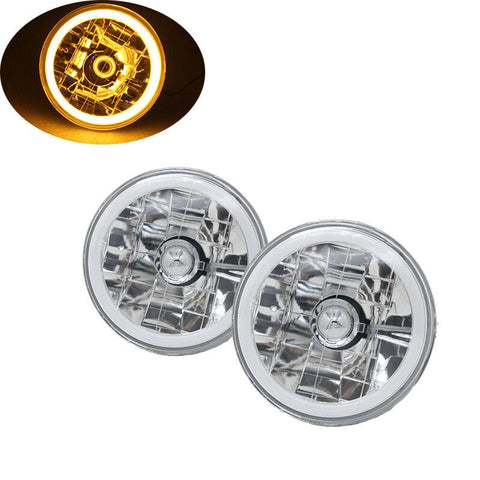 5 3/4" Yellow Halo Round Diamond Cut Headlights