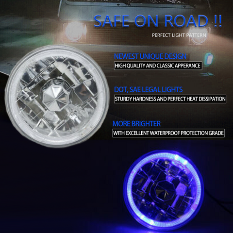 Round Blue Halo Chrome HeadLights